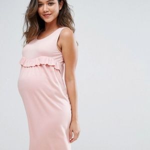 asos pink lace maternity dress ASOS DESIGN Maternity frill tiered hem maxi dress in pink floral